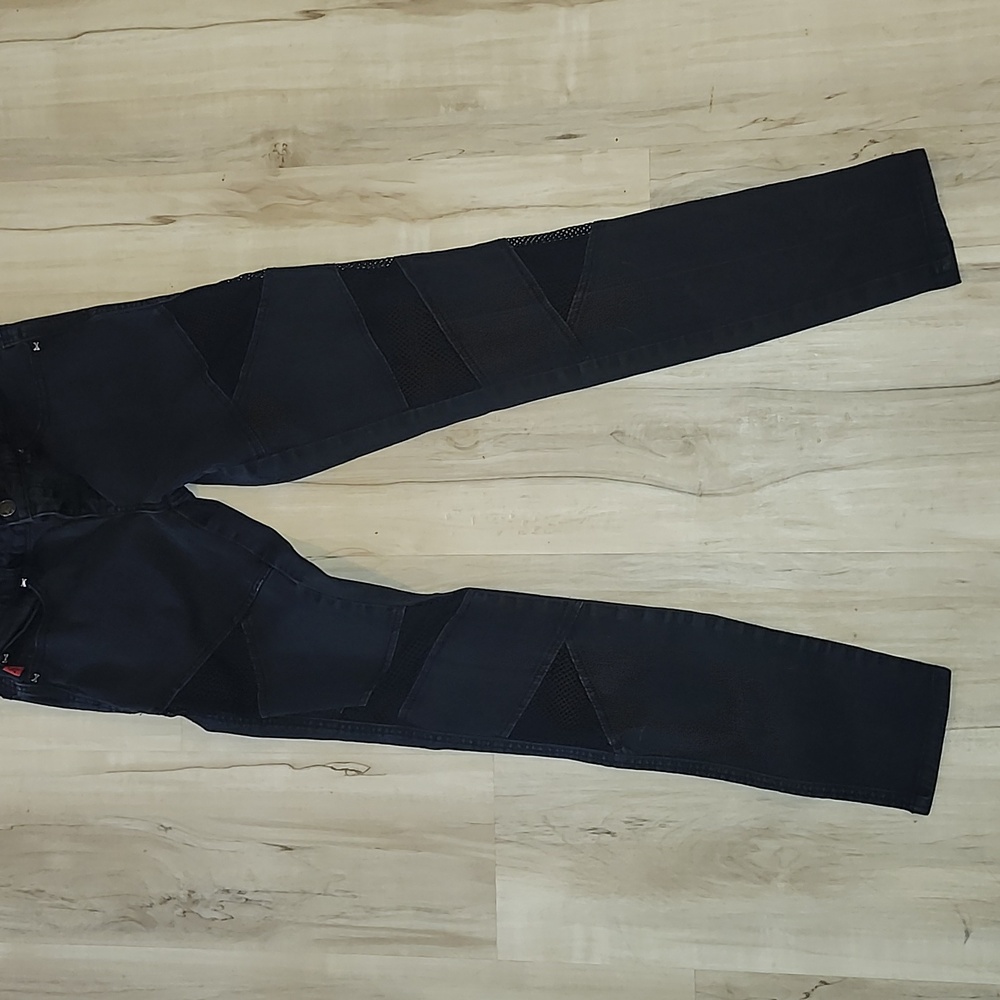 Mesh Cutout Black Skinny Jeans - Royal Bones Daang